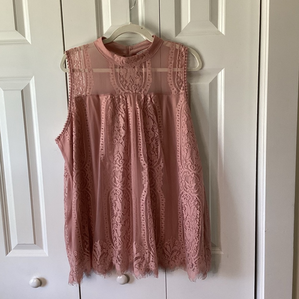 Eve & Maddie Sleeveless Lace Tank Top 2X